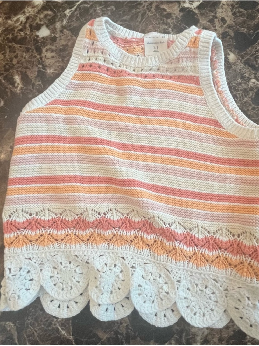 abercrombie kids White, Pink, Peach Striped Knit Top